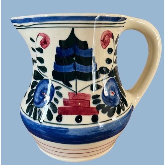 Vtg 40s Persian Ware Hand Painted Pitcher Vase German Farmhouse Abstract Whimsy - Picture 3 of 11